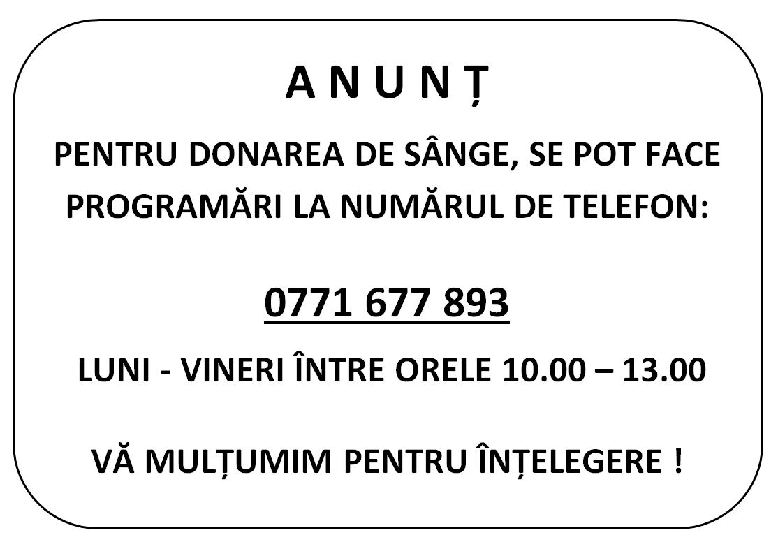 Anunt Programare Donare